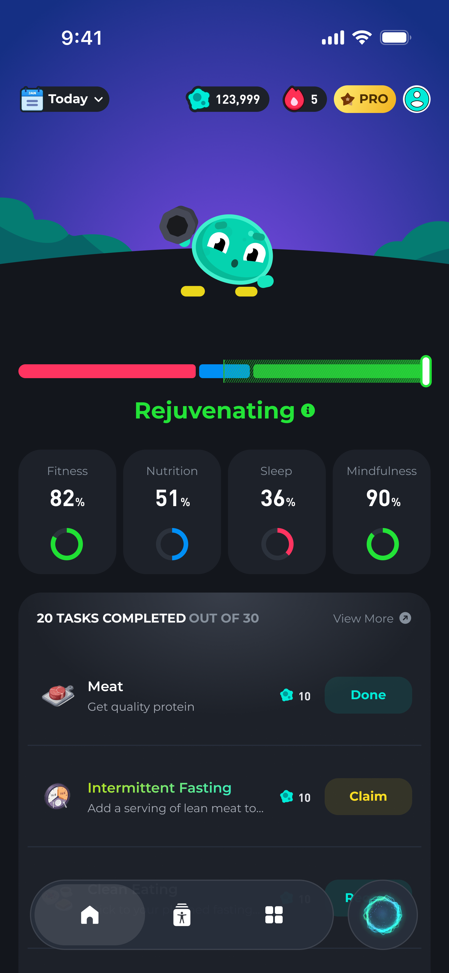 Hea home screen with four connected health scores