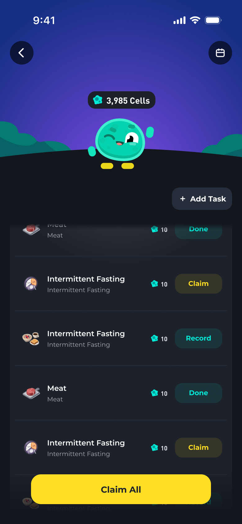 Hea daily tasks screen